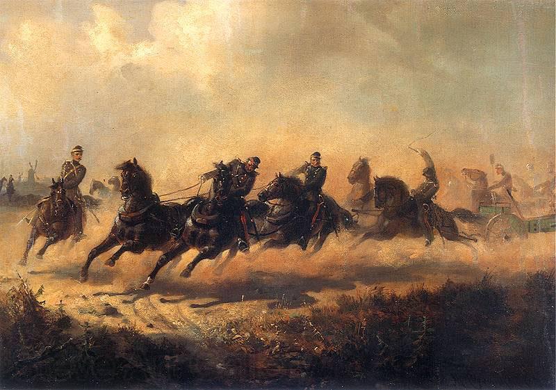 Maksymilian Gierymski Charge of Russian horse artillery. Spain oil painting art